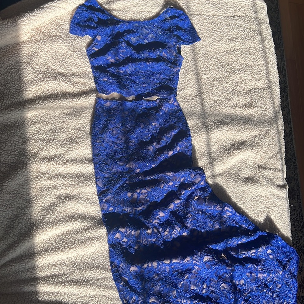 Bodycone Blue Glitter Long Dress
